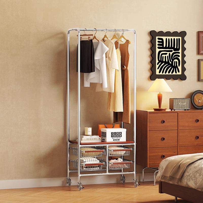 中古衣帽架卧室落地家用转角挂衣架置物架衣架储物柜一体衣服挂架