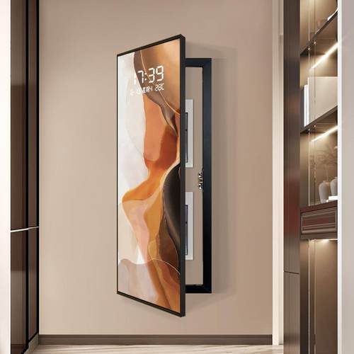 现代简约大尺寸电表箱装饰画竖版钟表壁画电闸开关配电箱遮挡挂画