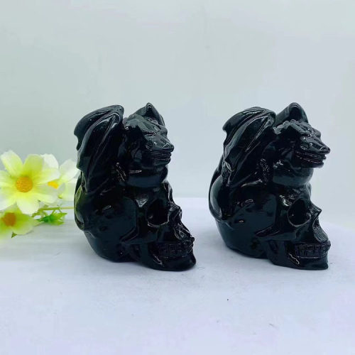现货批发天然水晶头骨飞龙7cm雕刻件书房卧室家居装饰摆件水晶工