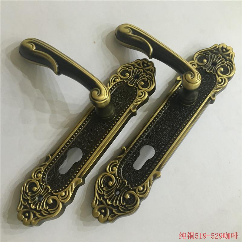 纯铜复古实木门锁家用卧室房间门黑色门锁精铸全铜磁力静音门锁