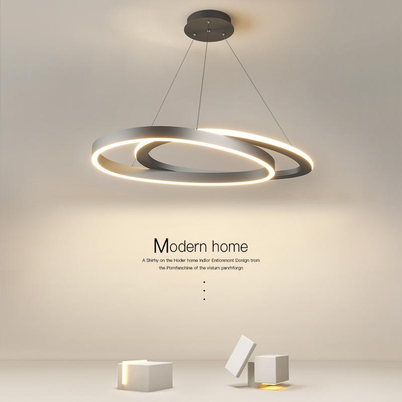 客厅吊灯后现代简约圆环形餐厅设计师轻奢极简卧室创意灯饰