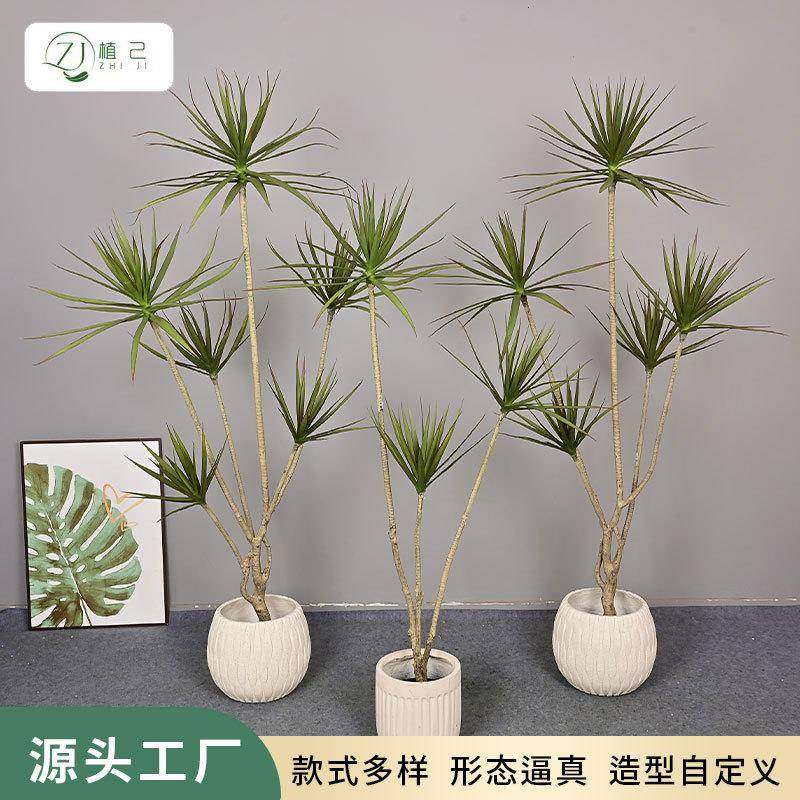 仿真绿植千年木室内客厅家居商场装饰盆栽大型落地植物狭叶龙血树
