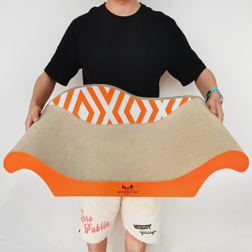 icle-肥猫宽大高端瓦楞纸猫抓板猫沙发特大磨爪橙色