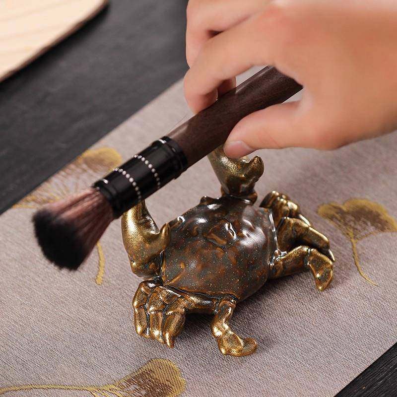创意螃蟹陶瓷茶宠摆件个性可爱小青蟹招财吉祥物办公室桌面装饰品