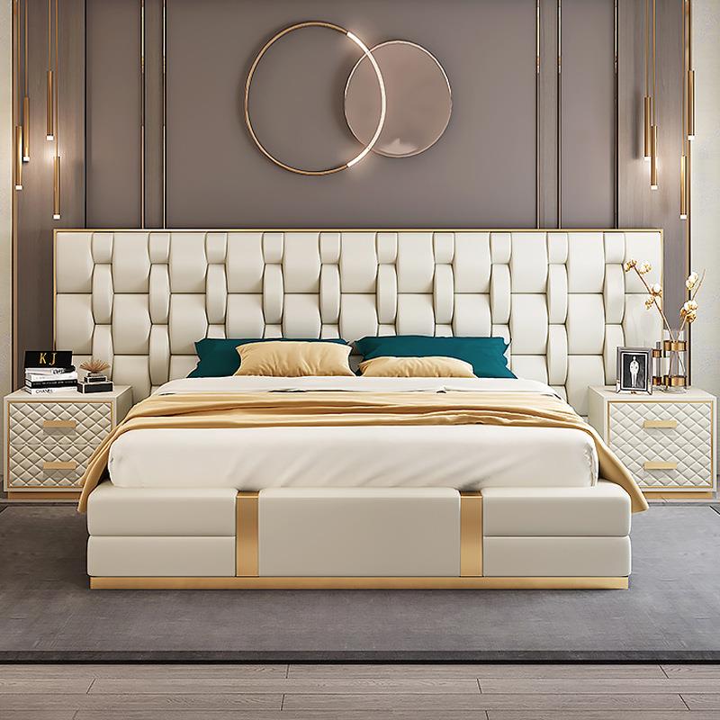 轻奢设计款主卧床高端大气双人现代简奢实木软包婚床家具软包舒适