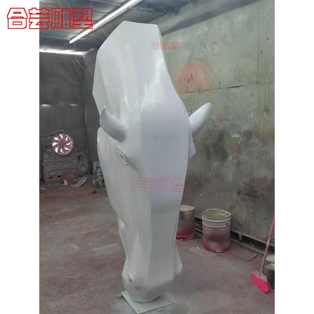 玻璃钢不锈钢雕塑抽象马头大型落地摆件售楼大厅户外景观小品招财