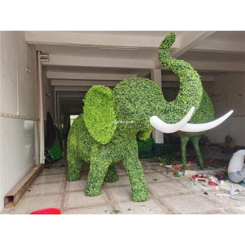 仿真大象绿雕公园庭院商场广场活动园林大堂造景大型卡通动物摆件