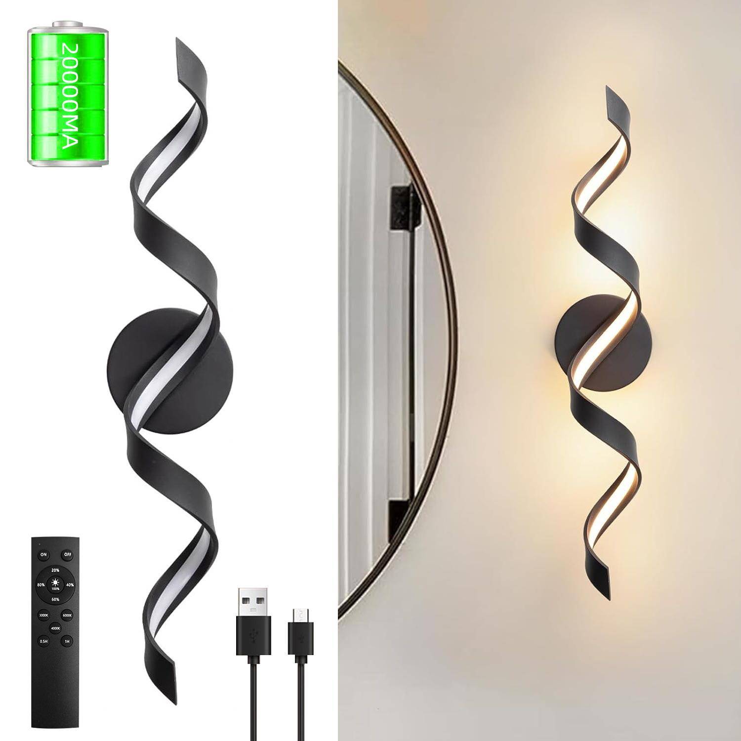 现代LED浴室梳妆无线壁灯台灯氛围灯装饰可充电壁灯桌灯RGB幻彩灯