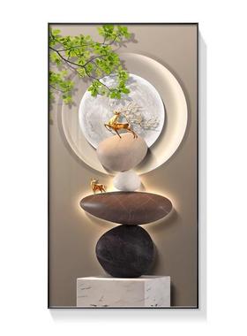 石来运转玄关装饰画奢现代高感客廊厅入户挂画走过级道壁轻DEQ画