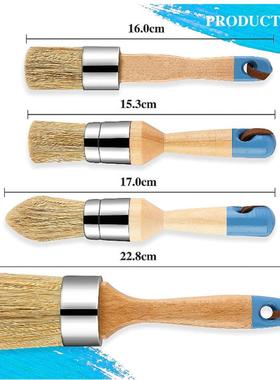 货源油漆刷4件套灰色圆头刷绘画笔刷榉木桦木纯猪鬃