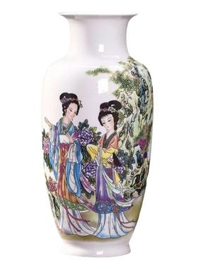 景德镇陶瓷仿古视青花粉彩花瓶装客厅电柜博RLY古架插花工艺摆饰