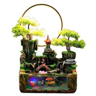 新款 创意室内玄鱼关桌面L贺ED灯圈加迁湿JGC器循环水缸乔新居礼