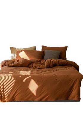 北欧简约棉素色色针织四件套纯天竺棉18米NNP床上.用品床单被套床