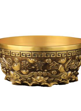 全铜聚宝盆方位摆黄件招财聚财通IAL实心家用佛具吉铜摆件店铺开