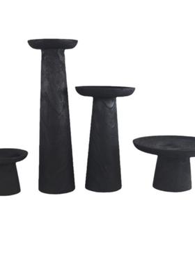 厂家销售手木质台碳化侘寂风黑色烛桌面装饰制拍摄道具家饰居GXI