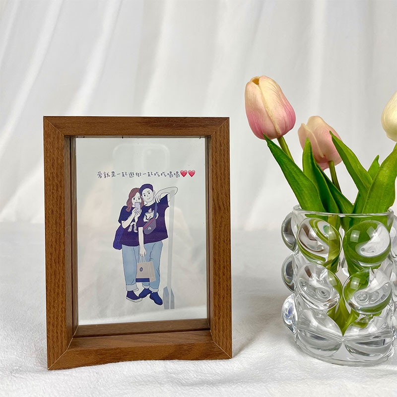 照片定制手绘透明相框摆件插画创意伴手礼情侣生日礼品周年礼物
