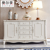 欧式 餐边柜靠墙歺边储物柜子矮客厅玄关柜白色烤漆家用厨房收纳柜