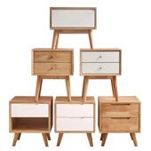 全实木北欧床头柜现代简约主卧室收纳柜家用大小户型原木柜外贸单