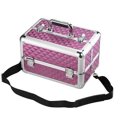 手提铝合金化妆收纳箱多功美发美工具箱绣带能锁技师纹便携甲式