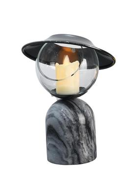 北欧简约天然大理石圆形DIY创意烛台摆件样板房家用客厅装饰烛台