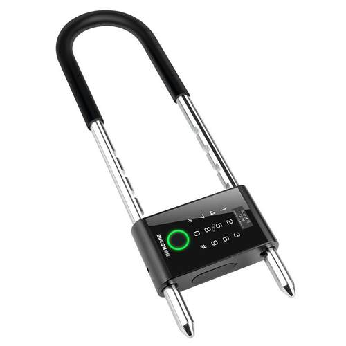 玻璃门密码锁指纹u型锁双门有框门商铺店面u形插锁智能挂锁电子锁