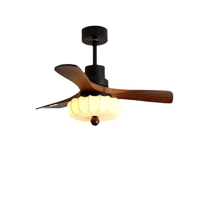 北风扇灯客厅卧室书厅房餐灯饰实木创374意新中式胡桃木欧色具吊