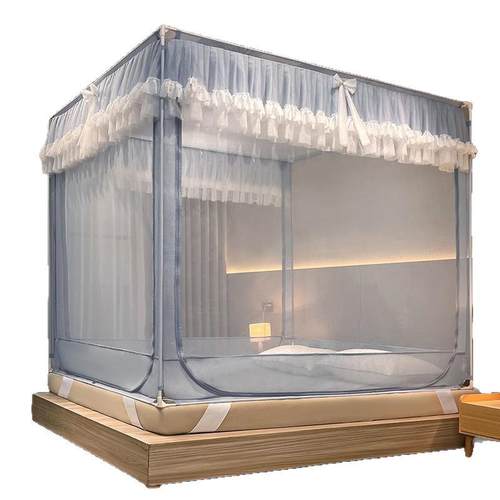 全包围防摔蚊帐母婴级三开门坐床式全底易安装蚊帐子家用蚊帐