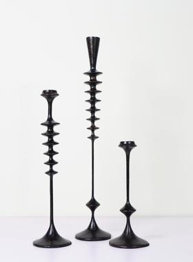 北欧现代轻奢样板间客厅餐厅摩登烛台蜡烛组合搭配摆件