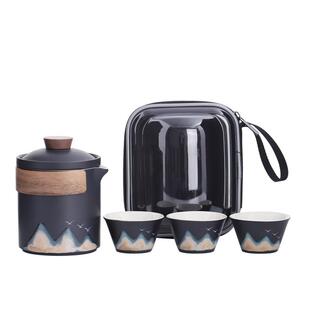国潮文创万里山河一壶三杯旅行茶具便携式快客杯企业商务伴手礼品