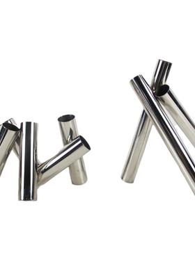 现代不锈钢管镜面花器摆件样板间客厅玄关创意三脚架干花插