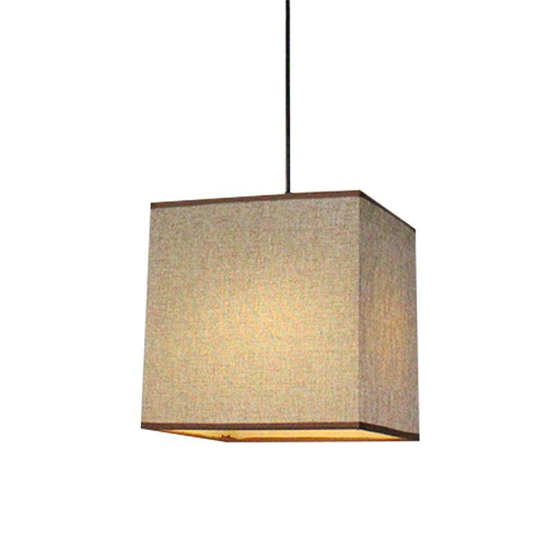 连锁餐厅米白色亚421麻方形布筒艺灯罩直吊灯吧酒台店咖啡色床头,家装灯饰光源,智能吊灯,淘宝优惠券,粉丝福利购,淘宝优惠卷