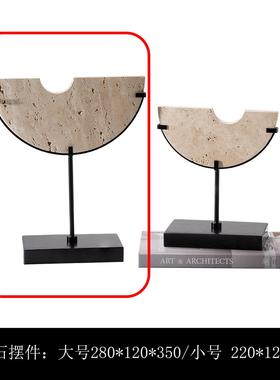 意式奢极简现PWR代洞石花器储罐天然大理样石摆件板物间轻客厅茶
