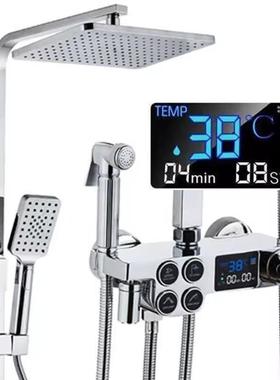 智黑色恒温数能显花洒套装家52426用浴室淋浴全沐浴铜卫浴厂家