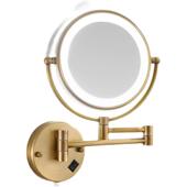 全铜高浴室化折妆档957带LED灯旋转叠镜壁挂美容镜酒店用伸缩梳妆