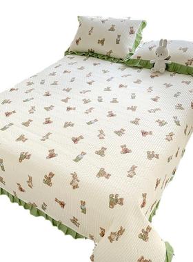 纯棉双层202301纱床单全四季床盖三件套榻榻米双面夹防滑棉绗罩缝