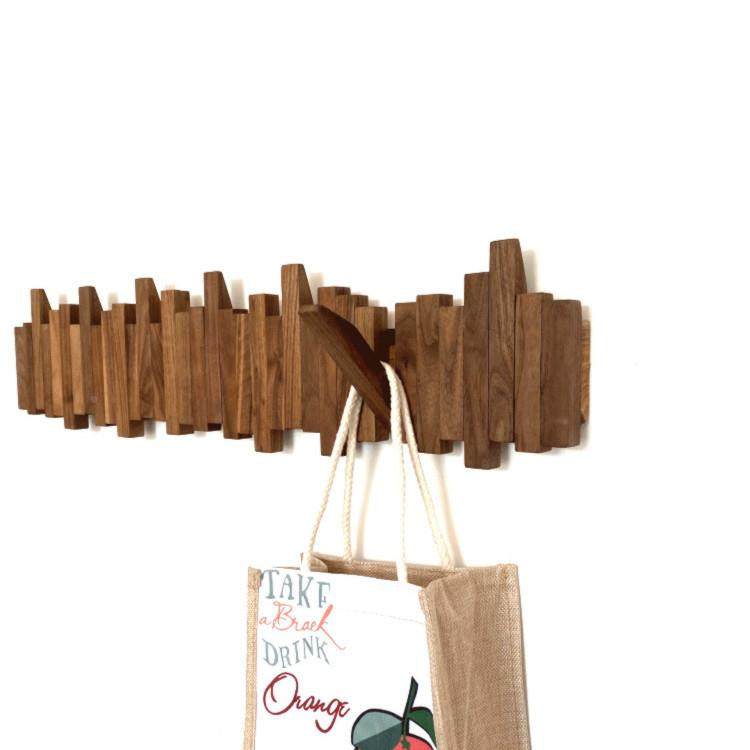 式实木挂钩家用木块置物玄关嵌入式木质置日架挂钩卧室壁挂物衣衣