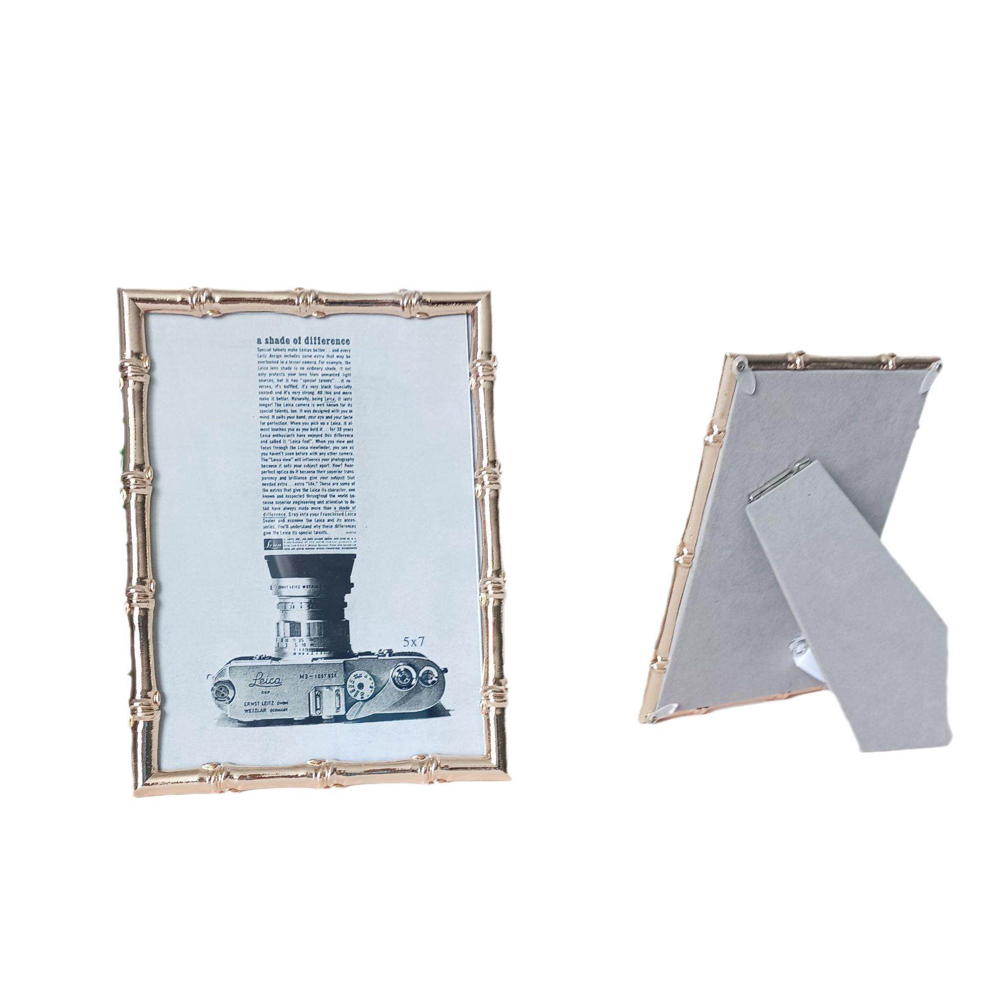 现代简约新款浅金色金属相框样板房软装摆台摆件金属相框