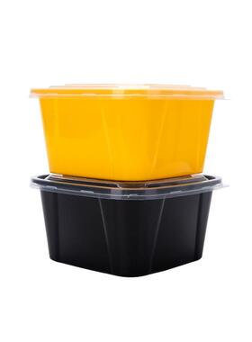 旗料小米饭盒美式餐盒正盒方LNQ形快餐打包黑色塑外卖餐盒260-1m0