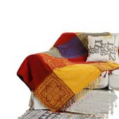 波西米亚雪尼尔复古盖毯沙发巾家居毯子双面提花流苏