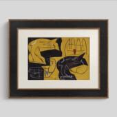 北欧中古HY 式 复古老钱风抽象艺术饰画装 376房风客厅法玄关斗柜书