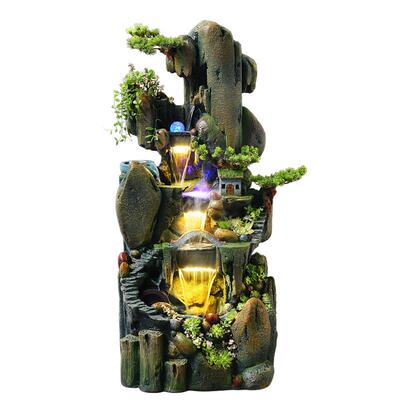 型落GED台地假山喷泉水景大客厅公室阳加湿器高山流水装饰办摆件