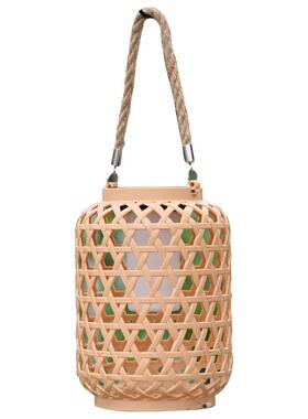 户外竹编编太阳灯笼庭院装饰灯仿中式62036手工仿藤风灯小灯笼花