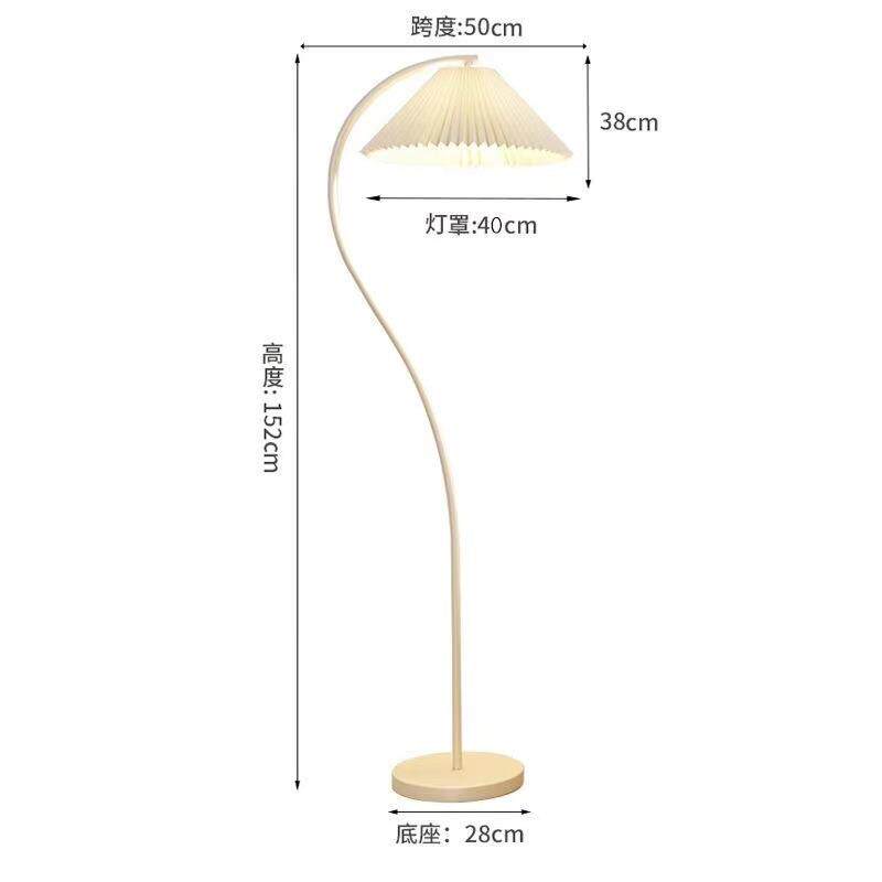 奶油风落地灯百褶灯罩书房灯复古客厅卧室立式台灯网红氛围地灯