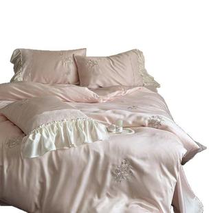 6法式 公lb20250主0支精天丝四件兰套夏天高级感刺绣冰丝单凉感床