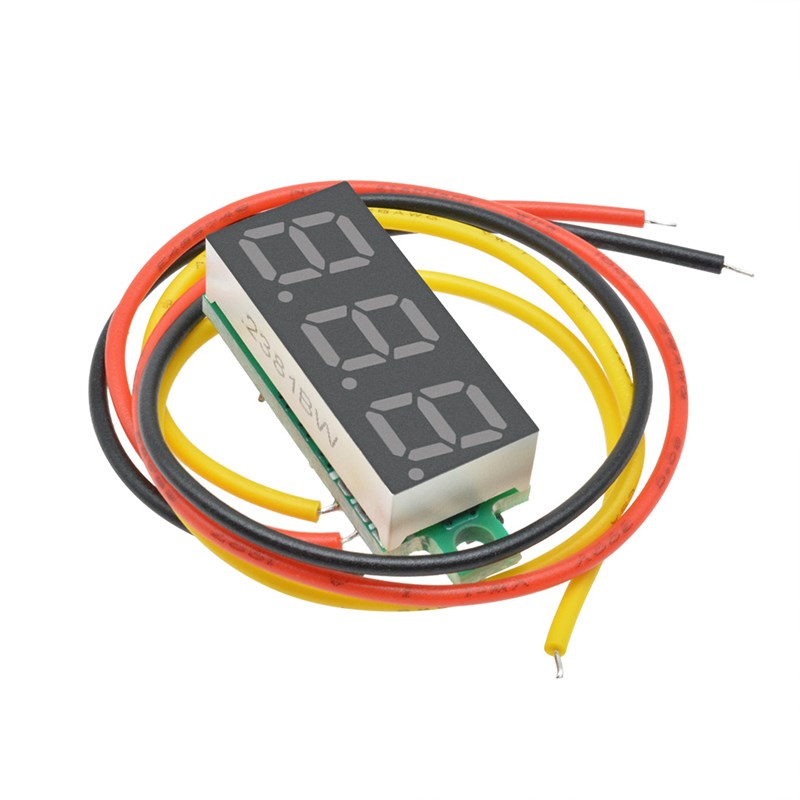 0.28寸超小数字直流电压表头 数显 可调 三线DC0-100V 电瓶电压表