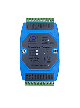 多路温度采集变送器PT1000/Cu50/ACu100/PT100热电阻转RS485三线