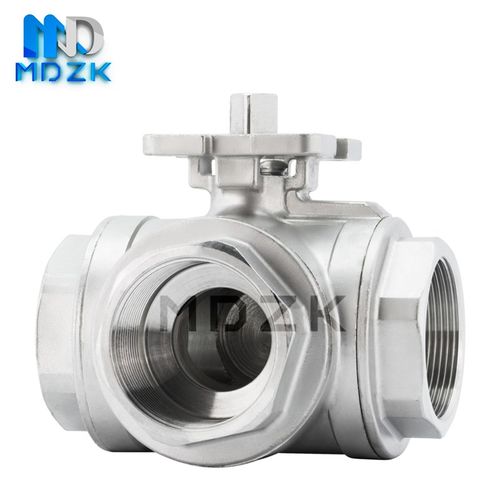 MDZK气动电动用无头高平台丝口扣内螺纹不锈钢三通L型T型球阀