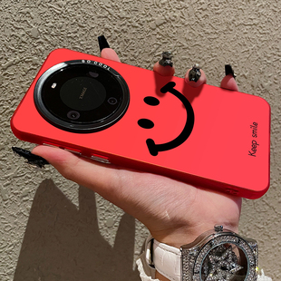 适用华为mate60pro+手机壳笑脸红色新年款mt50保护套40简约时尚p30女新款男nova12全包11se荣耀100防摔magic6