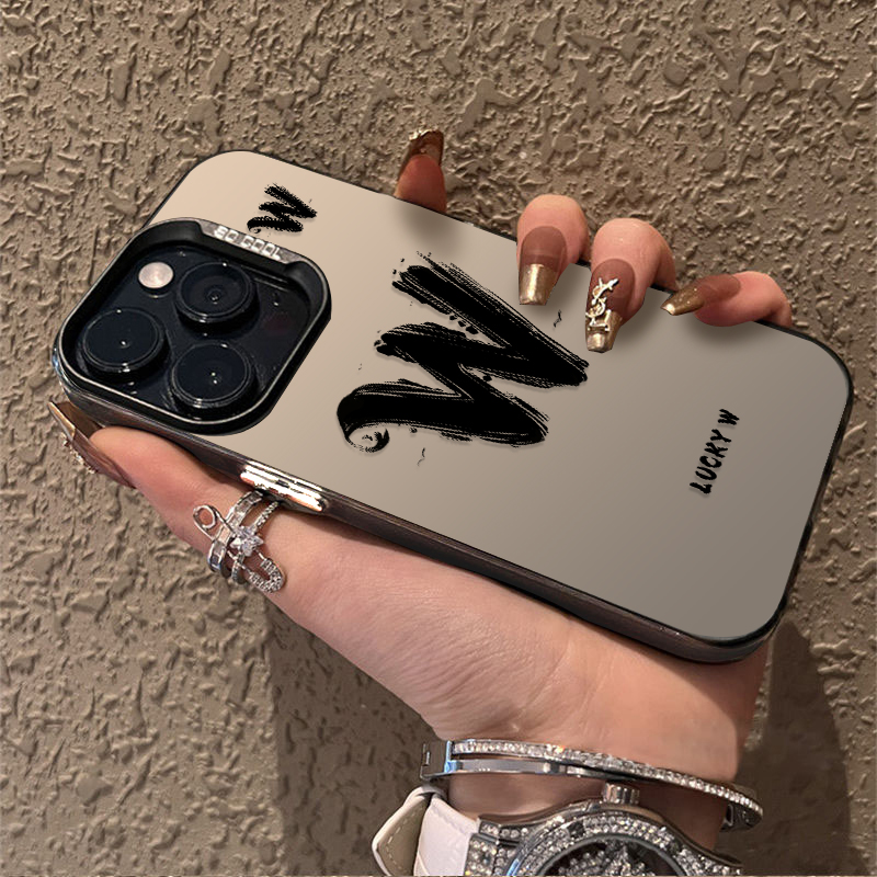 幸运字母适用苹果15手机壳新款iPhone14promax高级13潮牌ip12个性11pro防摔彩银xrxsmax男女生8plus款por7套