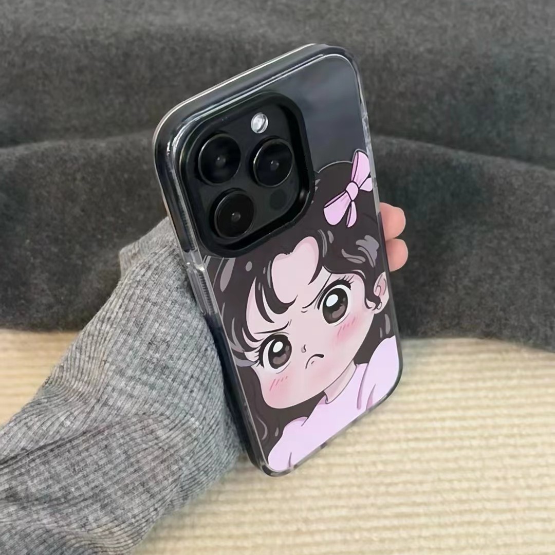 2024新款高档高级保护套生气小女孩适用于iPhone15promax苹果14手机壳11文字12个性x/xr软高颜值外壳